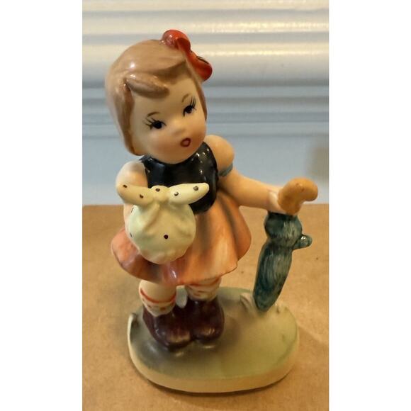 Vintage Girl Figurine with Umbrella & Doll – Marked C7199 Japan 5” Tall - Picture 3 of 8